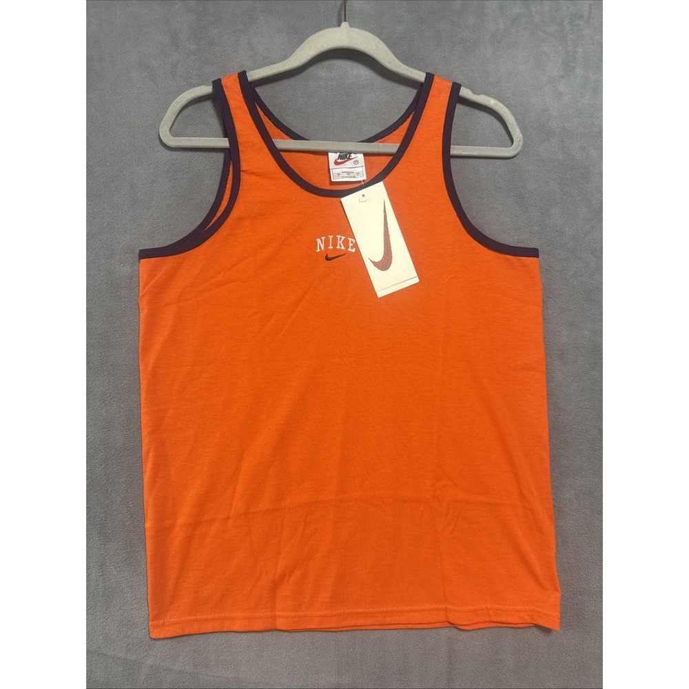 New Vintage Nike Orange Blue Accent Women's Made In USA Sleevless Top Size M